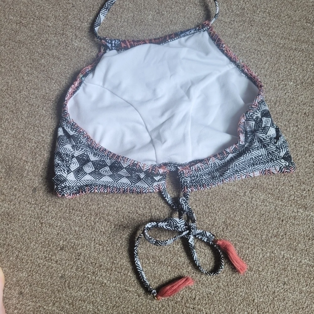 NWOT No Boundaries Women's Tribal Aztec Print Halter Swim Top Size Large (11-13)
